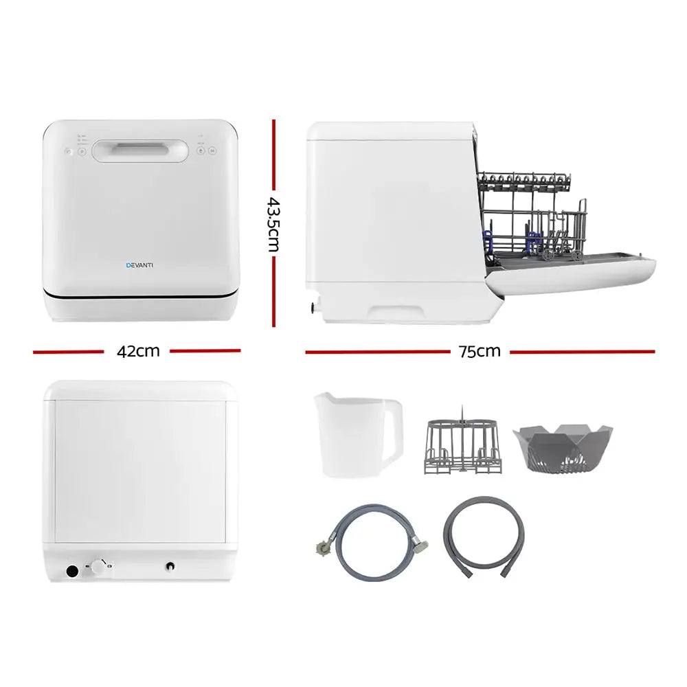 Devanti 3 Place Settings Benchtop Dishwasher - Appliances > Kitchen Appliances