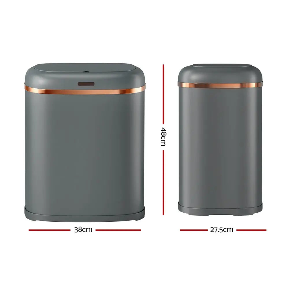Devanti 38L Motion Sensor Bin Rubbish Automatic Grey - Home & Garden > Kitchen Bins