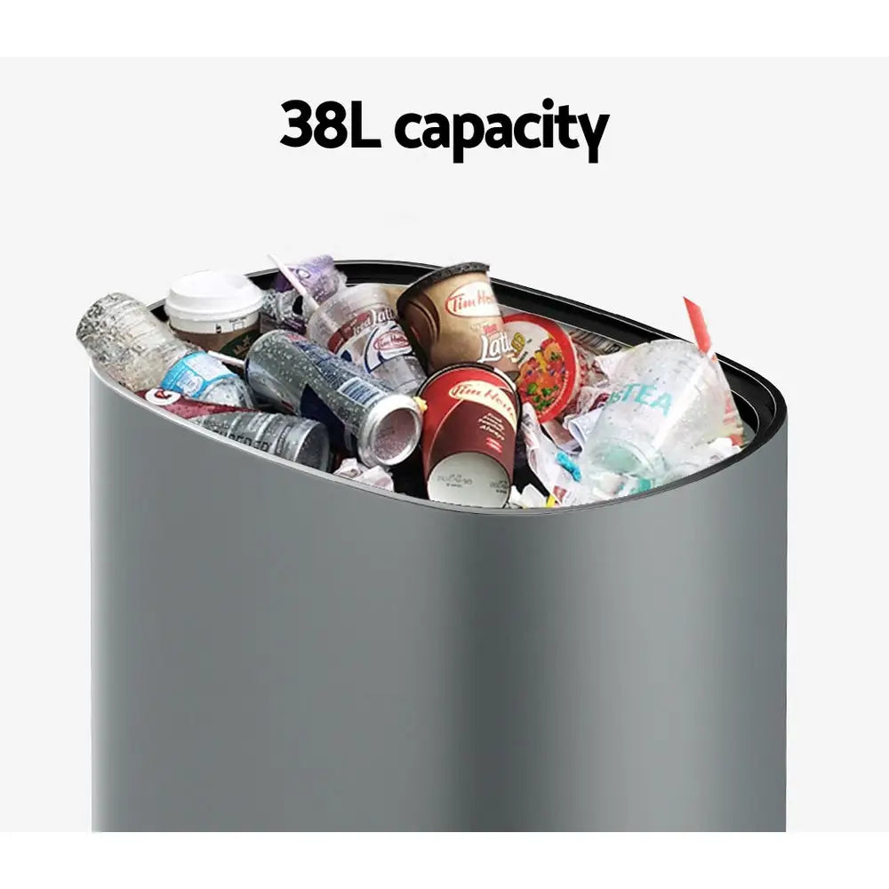 Devanti 38L Motion Sensor Bin Rubbish Automatic Grey - Home & Garden > Kitchen Bins
