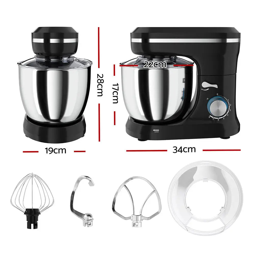 Devanti 3in1 Stand Mixer 8 Speed 5L Mix Master 400W Black - Appliances > Kitchen Appliances