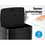 Devanti 45L Motion Sensor Bin Rubbish Automatic Black - Home & Garden > Kitchen Bins