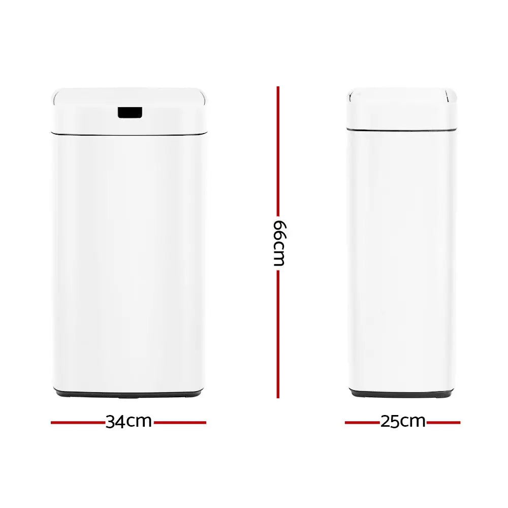 Devanti 45L Motion Sensor Bin Rubbish Automatic White - Home & Garden > Kitchen Bins