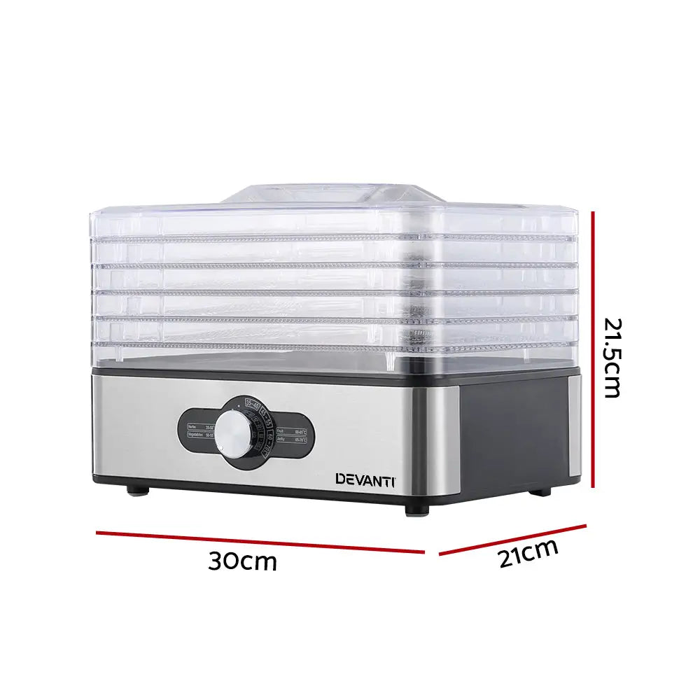 Devanti 5 Trays Food Dehydrator Stainless Steel Tray - Appliances > Appliances Others