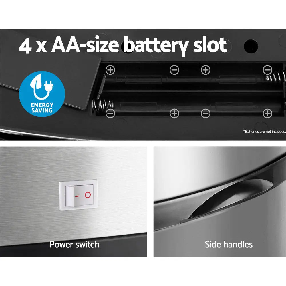 Devanti 50L Motion Sensor Bin Rubbish Automatic Silver - Home & Garden > Kitchen Bins