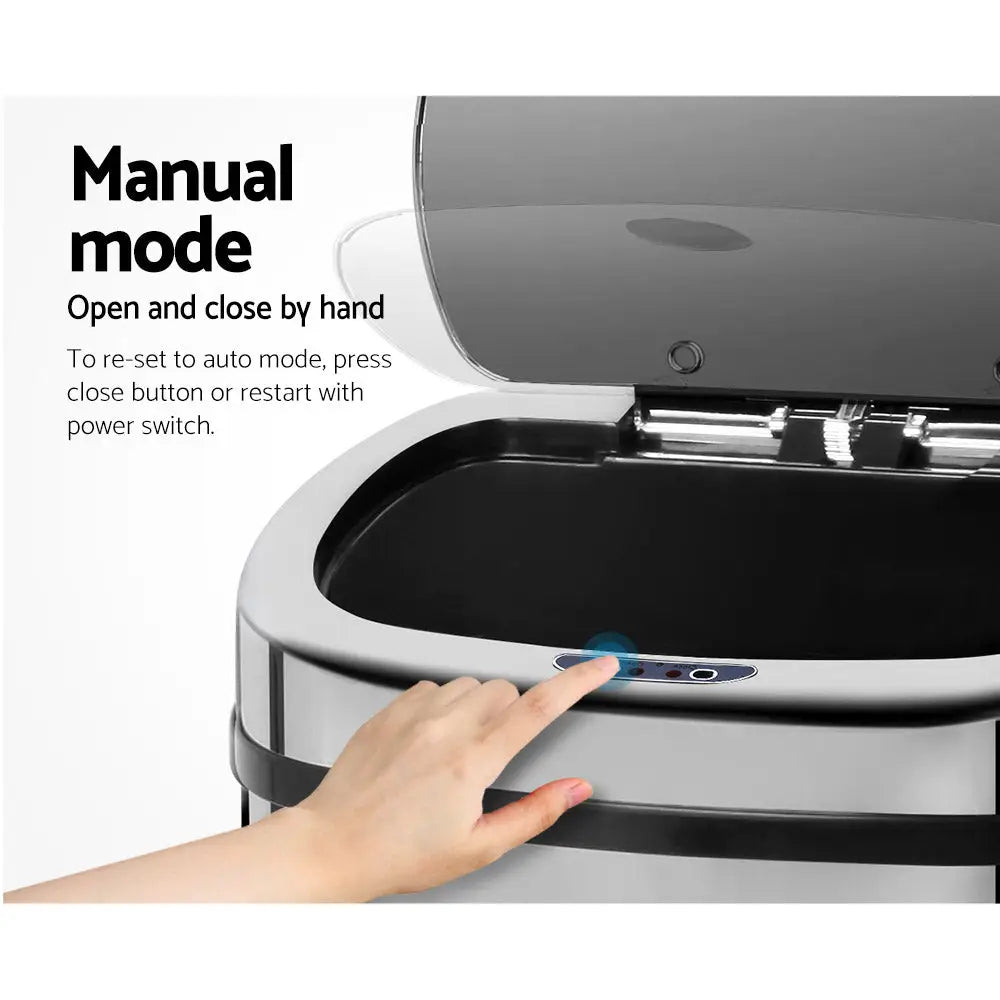 Devanti 50L Motion Sensor Bin Rubbish Automatic Silver - Home & Garden > Kitchen Bins