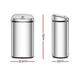 Devanti 50L Motion Sensor Bin Rubbish Automatic Silver - Home & Garden > Kitchen Bins