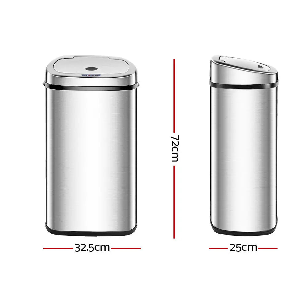Devanti 50L Motion Sensor Bin Rubbish Automatic Silver - Home & Garden > Kitchen Bins