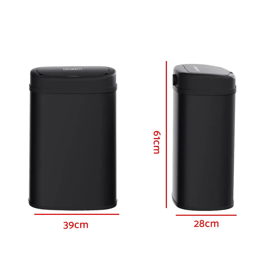 Devanti 50L Sensor Bin Motion Rubbish Automatic Black - Appliances > Kitchen Appliances