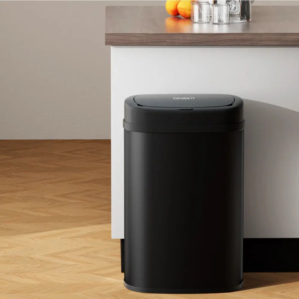 Devanti 50L Sensor Bin Motion Rubbish Automatic Black - Appliances > Kitchen Appliances