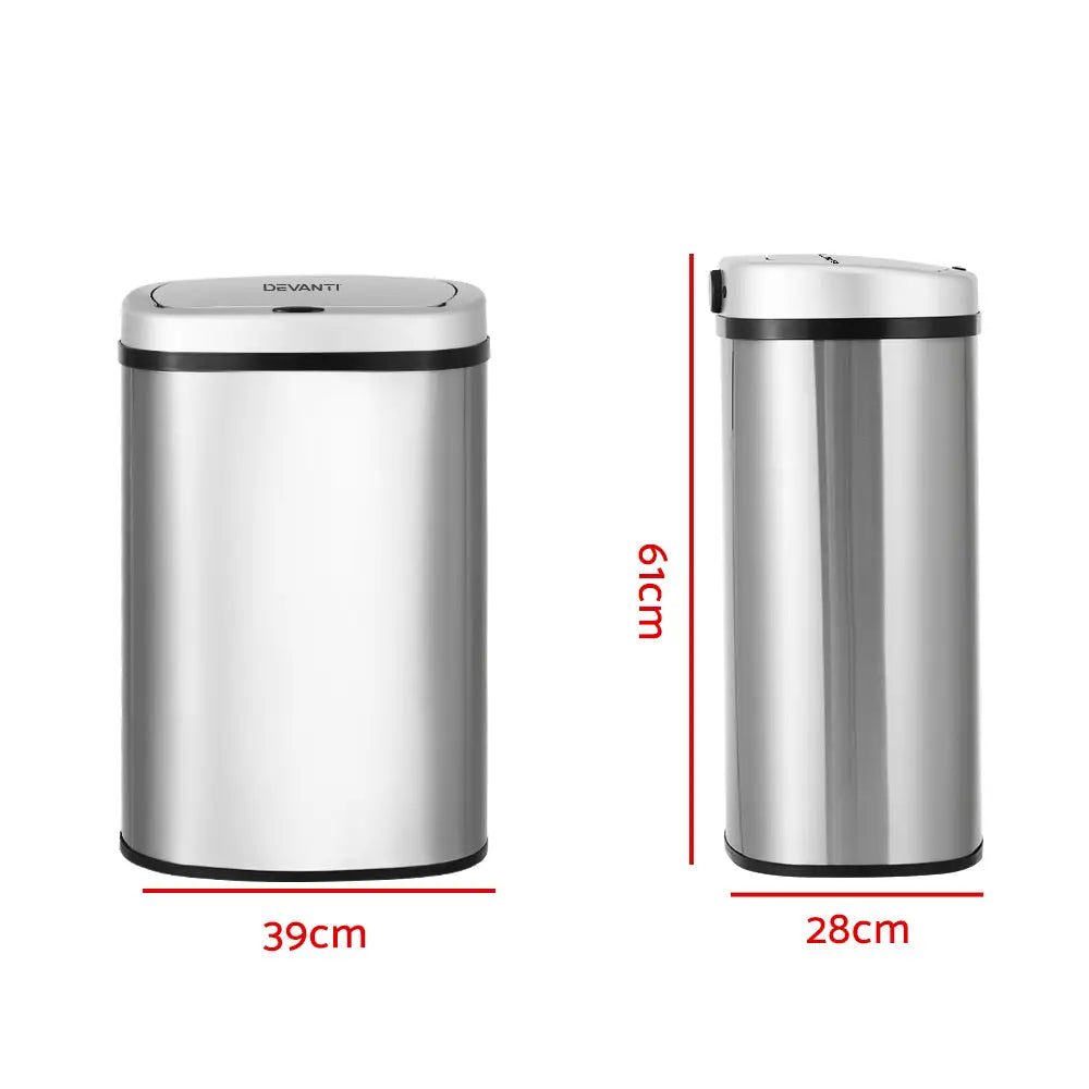 Devanti 50L Sensor Bin Motion Rubbish Automatic Silver - Appliances > Kitchen Appliances
