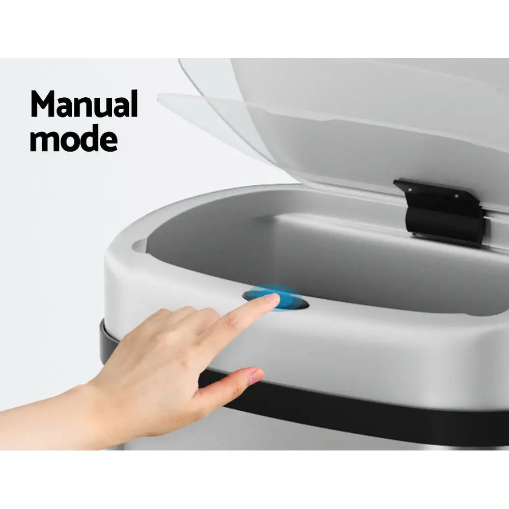 Devanti 50L Sensor Bin Motion Rubbish Automatic Silver - Appliances > Kitchen Appliances