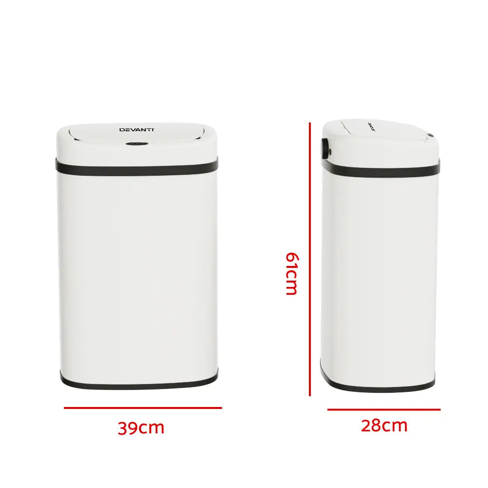 Devanti 50L Sensor Bin Motion Rubbish Automatic White - Appliances > Kitchen Appliances