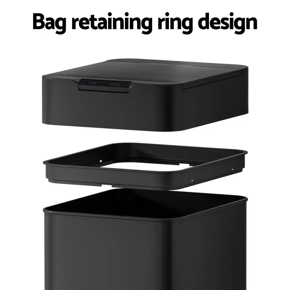 Devanti 50L Sensor Bin Motion Rubbish Bins Kitchen Automatic Trash Can Black - Home & Garden > Kitchen Bins > Automatic