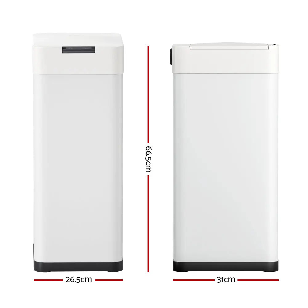 Devanti 50L Sensor Bin Motion Rubbish Bins Kitchen Automatic Trash Can White - Home & Garden > Kitchen Bins > Automatic