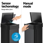 Devanti 50L Sensor Bin Motion Rubbish Bins Kitchen Automatic Trash Can Black - Home & Garden > Kitchen Bins > Automatic
