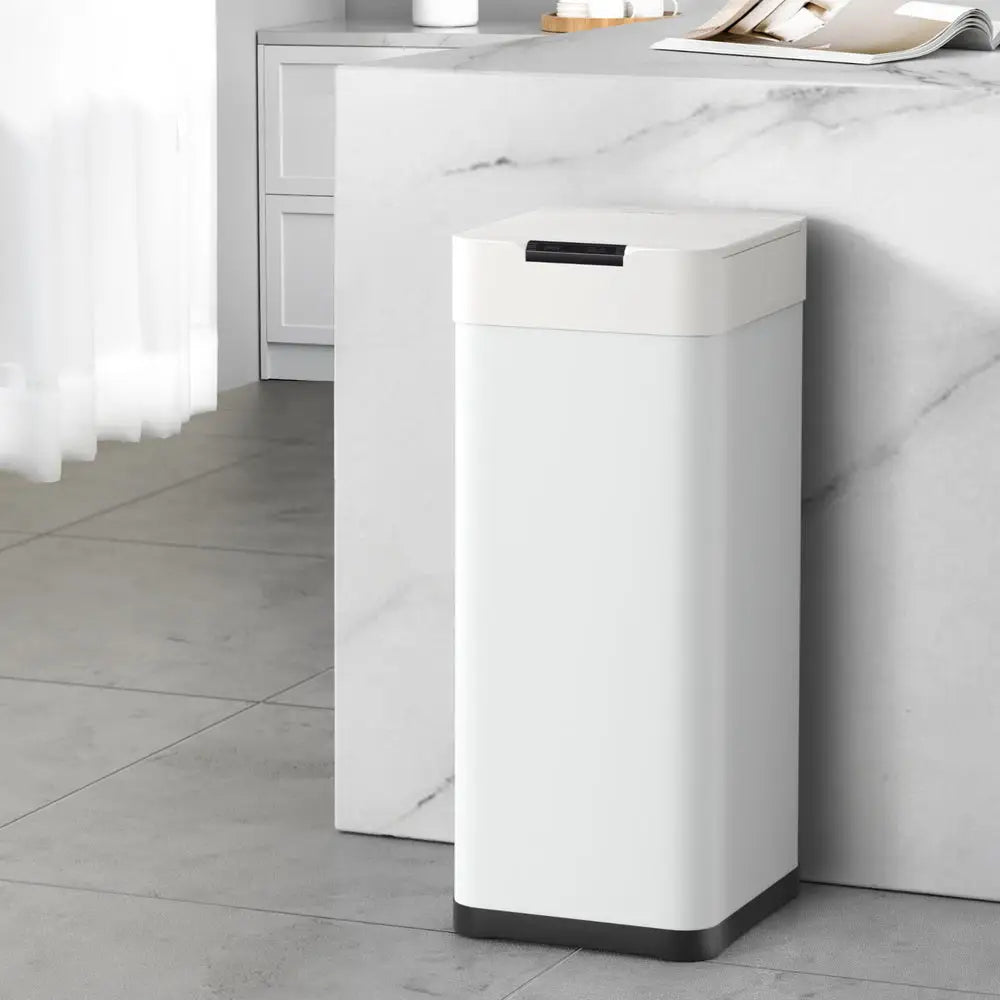 Devanti 50L Sensor Bin Motion Rubbish Bins Kitchen Automatic Trash Can White - Home & Garden > Kitchen Bins > Automatic
