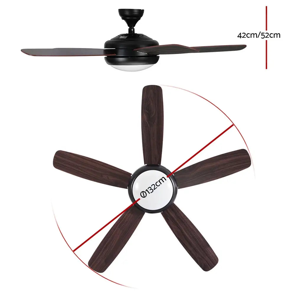 Devanti 52’’ Ceiling Fan AC Motor 5 Blades w/Light - Dark Wood - Appliances > Kitchen Appliances