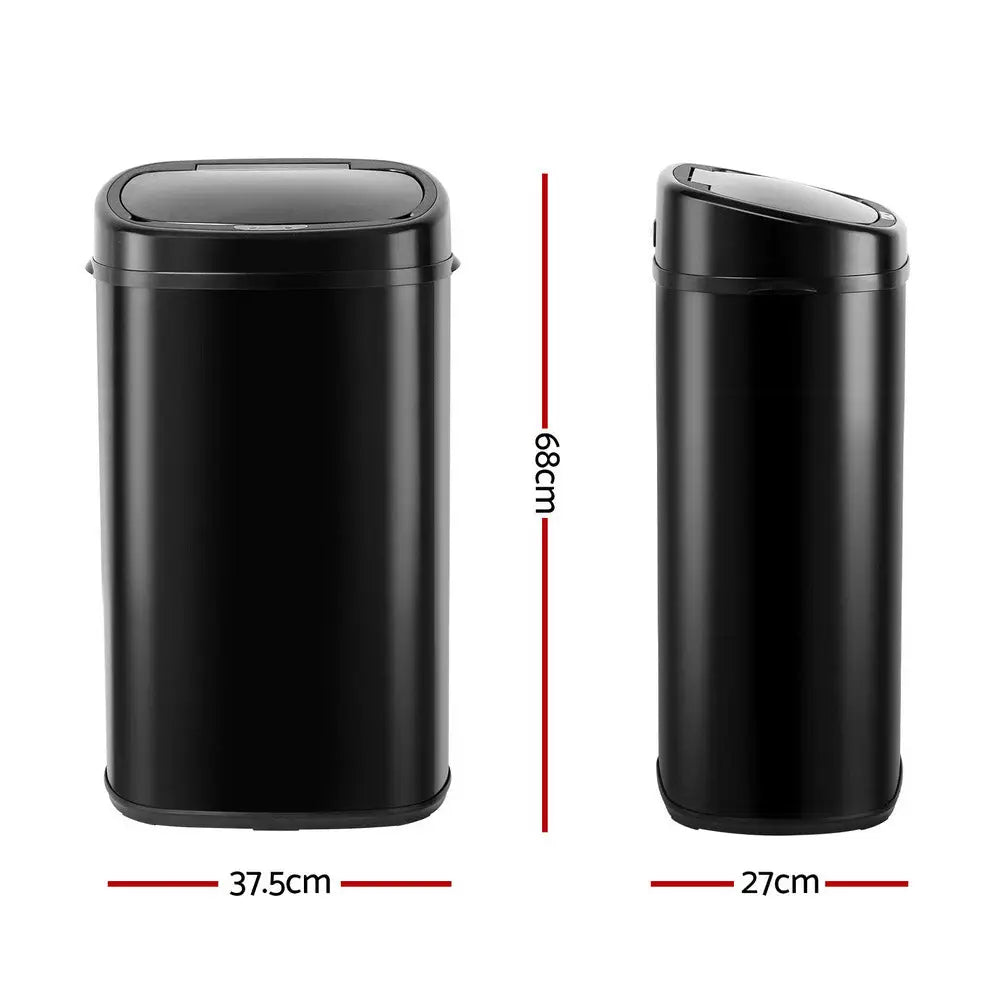 Devanti 58L Motion Sensor Bin Rubbish Automatic Black - Home & Garden > Kitchen Bins