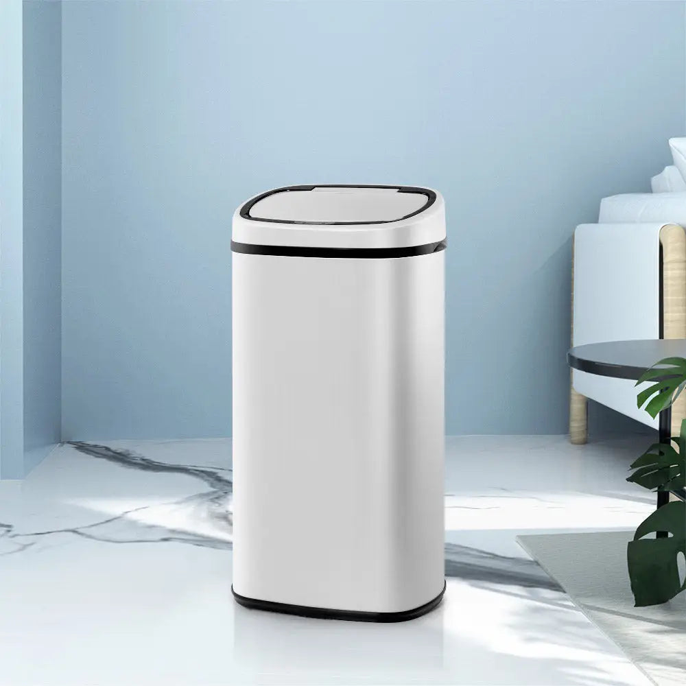Devanti 58L Motion Sensor Bin Rubbish Automatic White - Home & Garden > Kitchen Bins