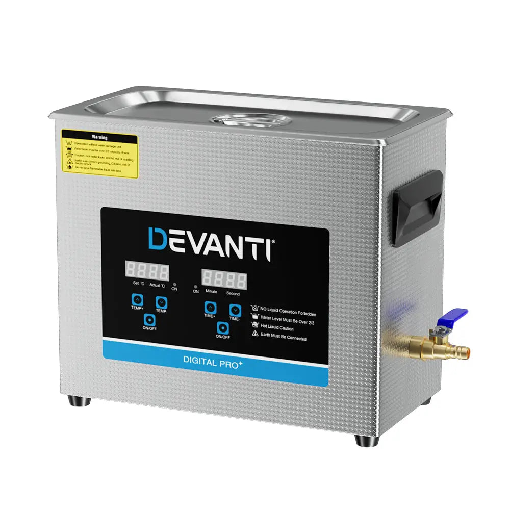 Devanti 6.5L Ultrasonic Cleaner Heater Cleaning Machine Timer Industrial 180W - Appliances > Appliances Others