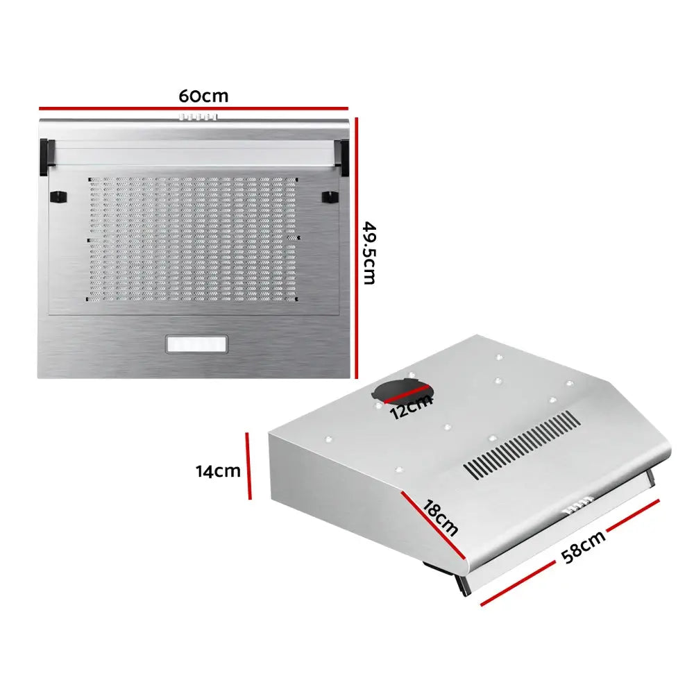 Devanti 600mm Range Hood 60cm Rangehood Kitchen Canopy LED Light Stainless Steel - Appliances > Kitchen Appliances