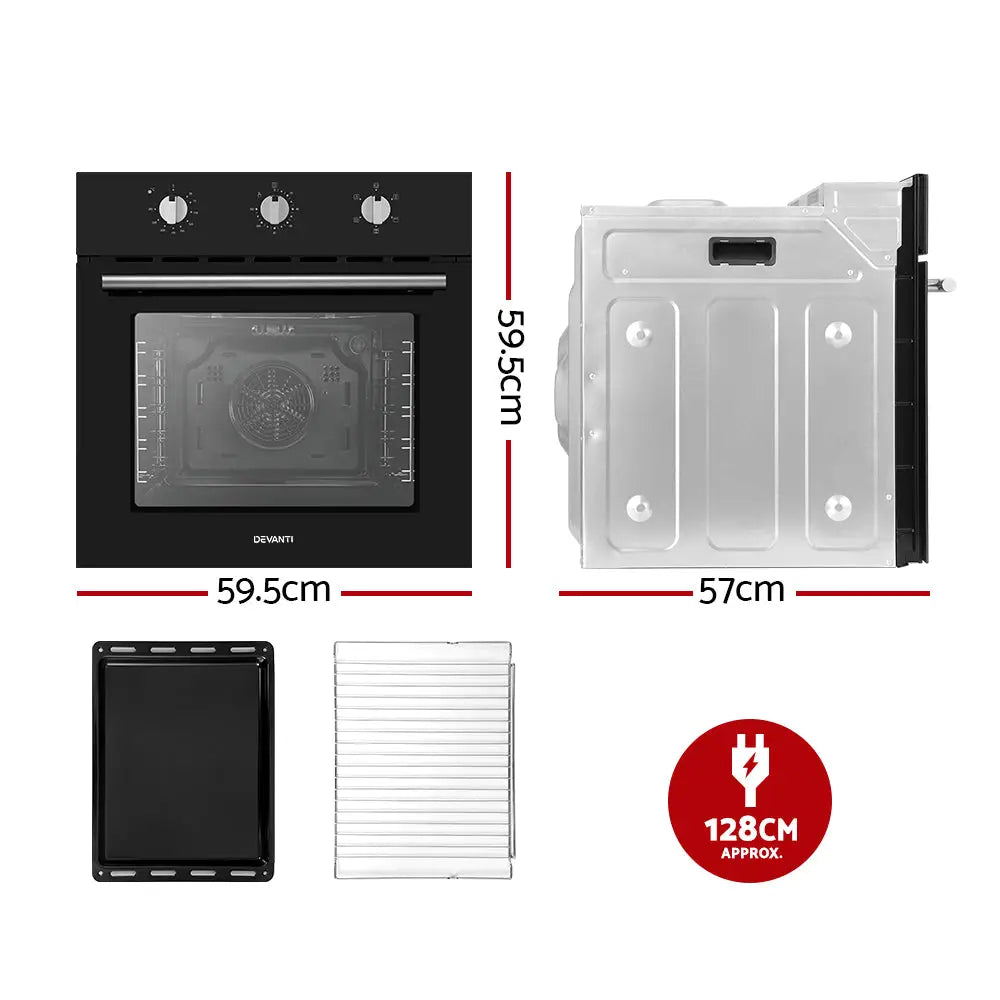 Devanti 60cm Electric Built In Wall Oven Stainless Steel - Appliances > Kitchen Appliances
