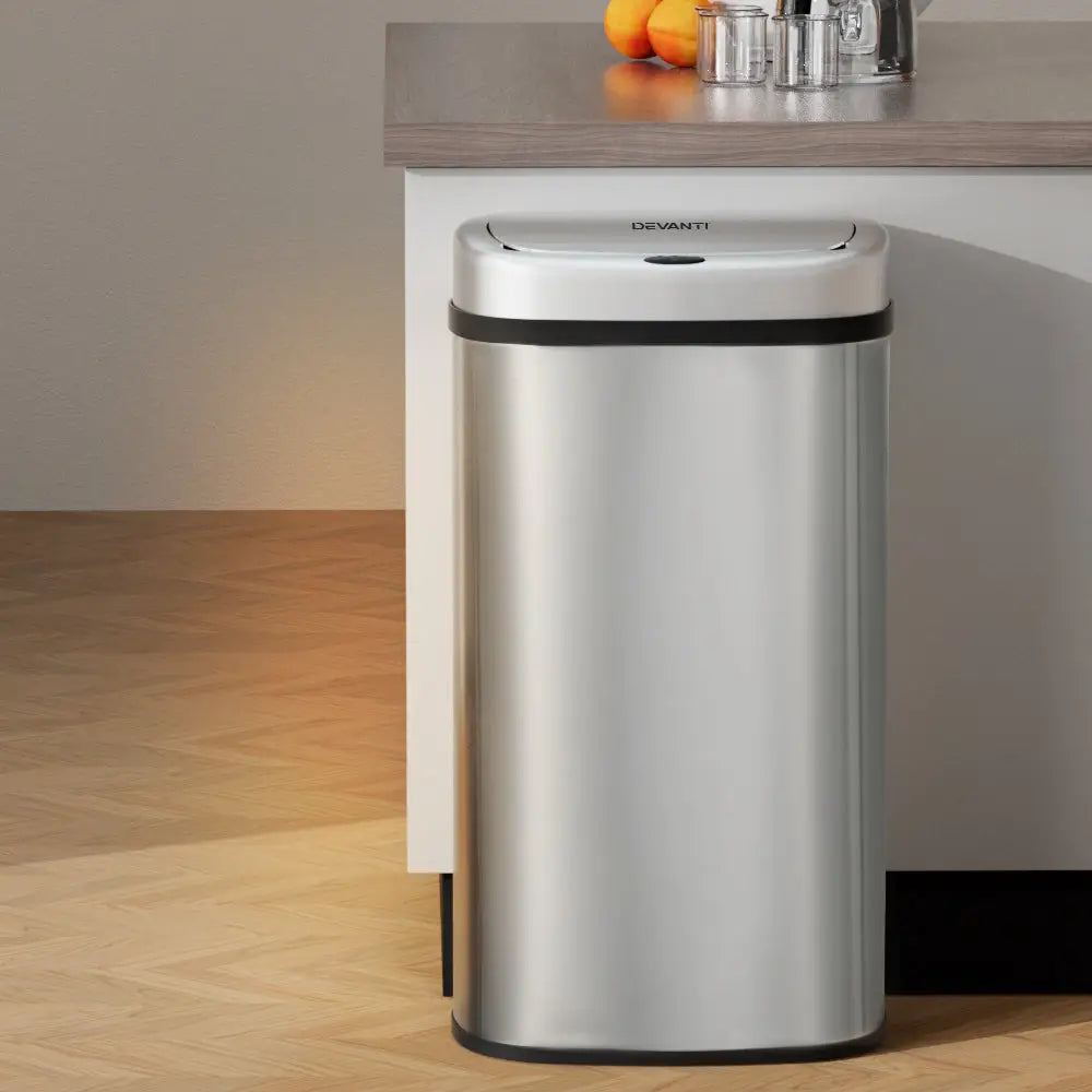 Devanti 60L Sensor Bin Motion Rubbish Automatic Silver - Appliances > Kitchen Appliances