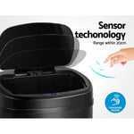 Devanti 68L Motion Sensor Bin Rubbish Automatic Black - Home & Garden > Kitchen Bins