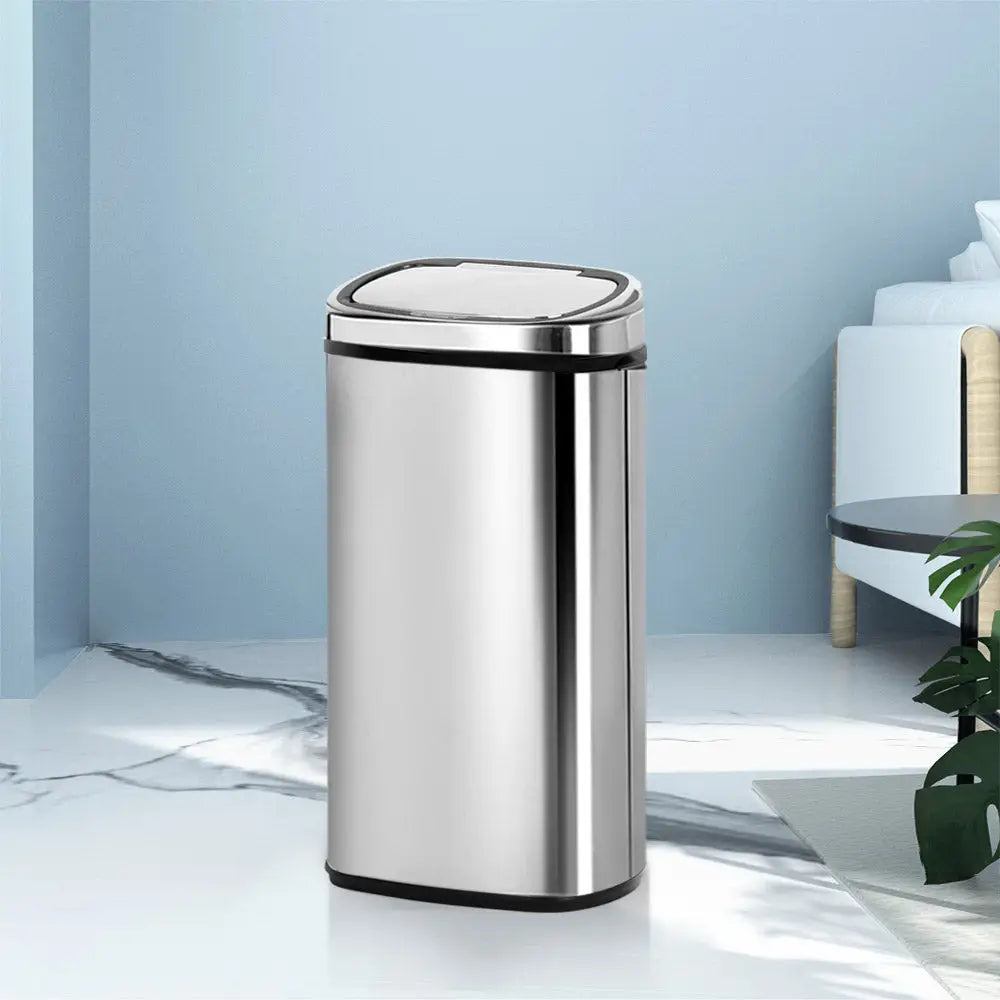 Devanti 68L Motion Sensor Bin Rubbish Automatic Silver - Home & Garden > Kitchen Bins