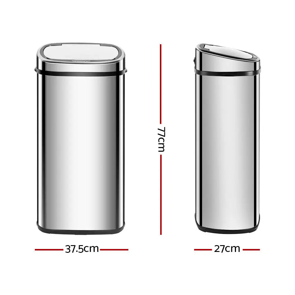 Devanti 68L Motion Sensor Bin Rubbish Automatic Silver - Home & Garden > Kitchen Bins