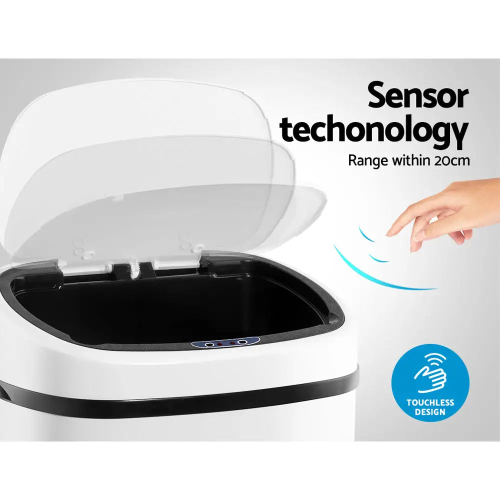 Devanti 68L Motion Sensor Bin Rubbish Automatic White - Home & Garden > Kitchen Bins