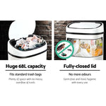 Devanti 68L Motion Sensor Bin Rubbish Automatic White - Home & Garden > Kitchen Bins