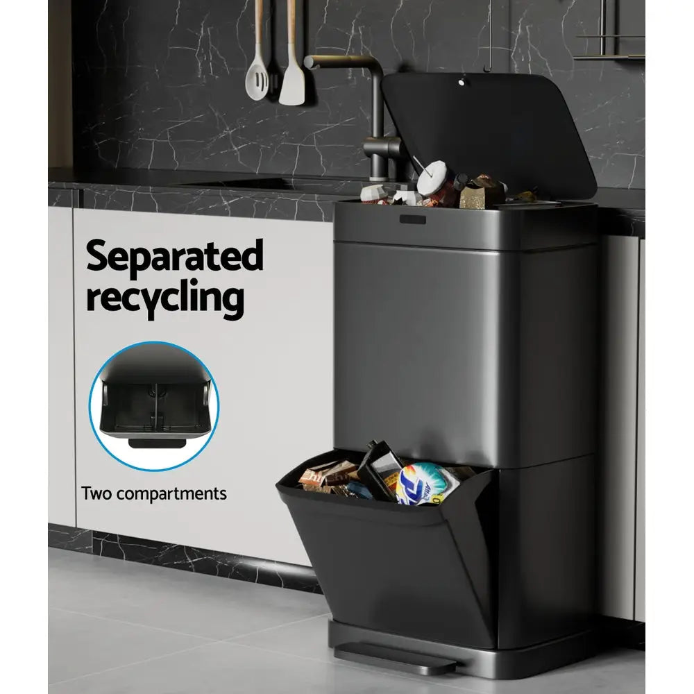 Devanti 70L Motion Sensor Bin Pedal Bins Automatic Black - Appliances > Appliances Others