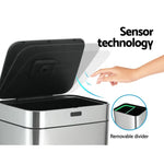 Devanti 70L Motion Sensor Bin Pedal Bins Automatic Siver - Appliances > Appliances Others