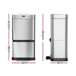 Devanti 70L Motion Sensor Bin Pedal Bins Automatic Siver - Appliances > Appliances Others
