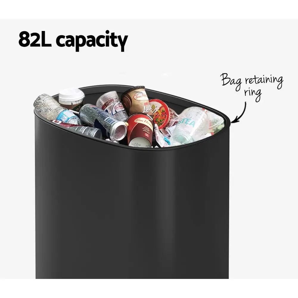 Devanti 82L Motion Sensor Bin Rubbish Automatic Black - Appliances > Kitchen Appliances