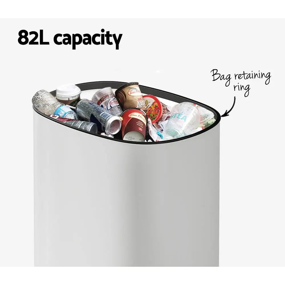 Devanti 82L Motion Sensor Bin Rubbish Automatic White - Appliances > Kitchen Appliances