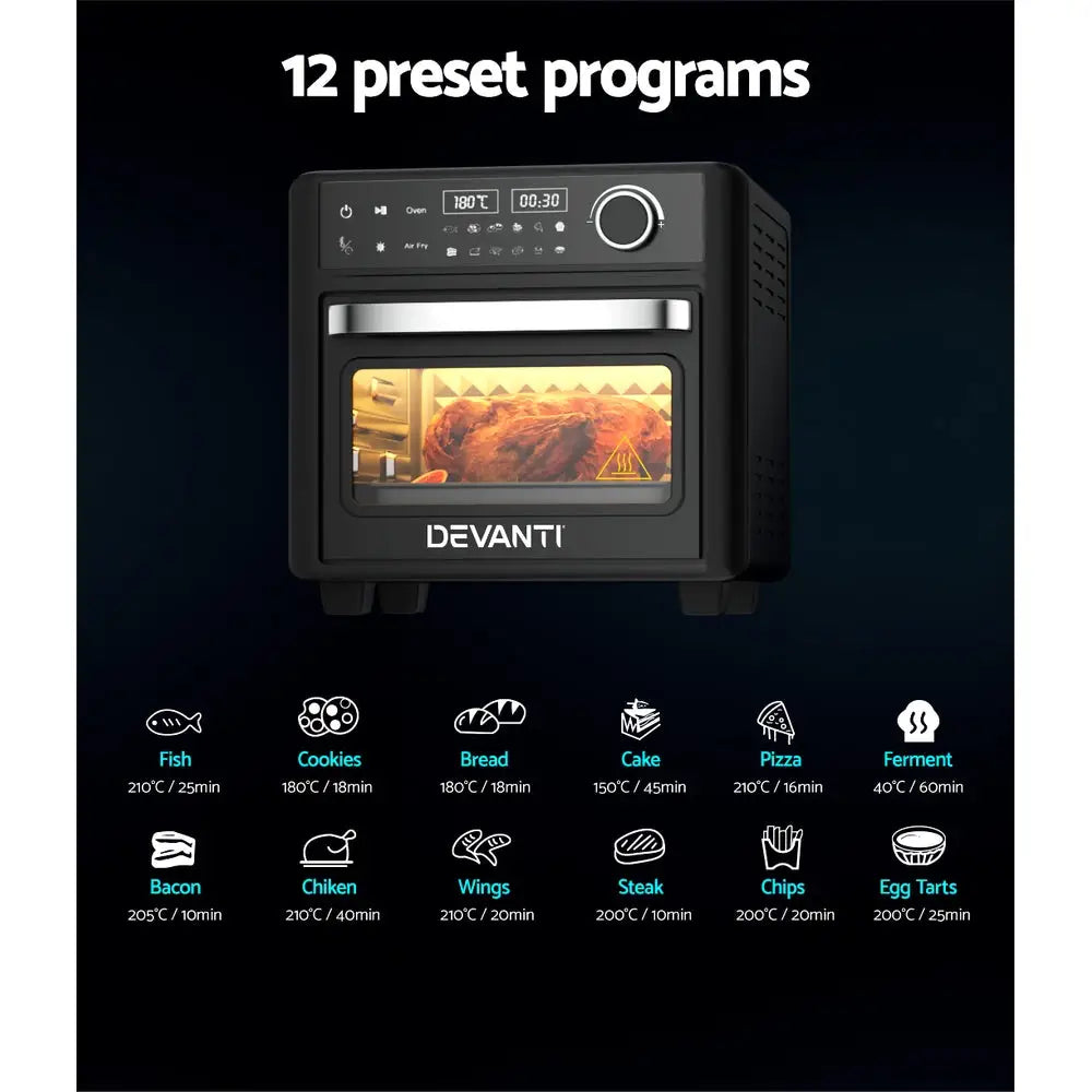 Devanti Air Fryer 15L LCD Fryers Oven - Appliances > Kitchen Appliances