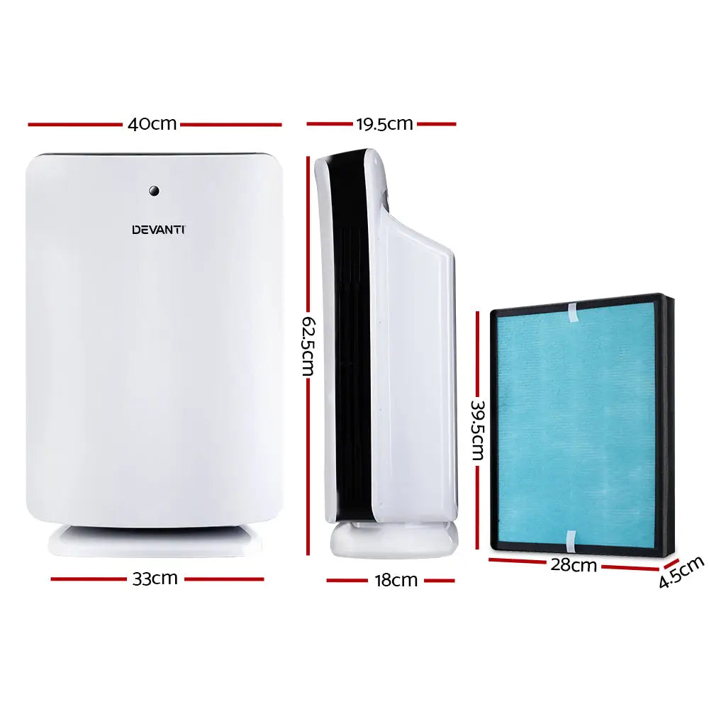 Devanti Air Purifier 3 Stage HEPA w/Replacement Filter - Appliances > Aroma Diffusers & Humidifiers