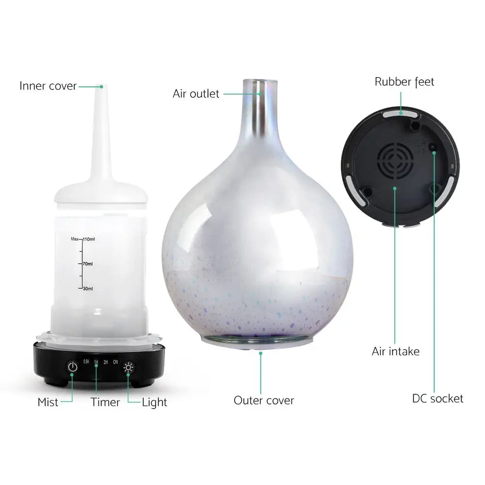 Devanti Aroma Diffuser Aromatherapy 3D Glass 100ml - Appliances > Aroma Diffusers & Humidifiers