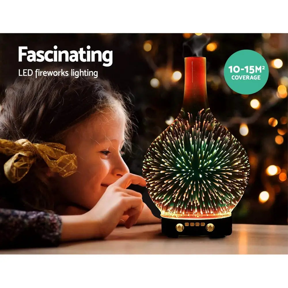 Devanti Aroma Diffuser Aromatherapy 3D Glass 100ml - Appliances > Aroma Diffusers & Humidifiers