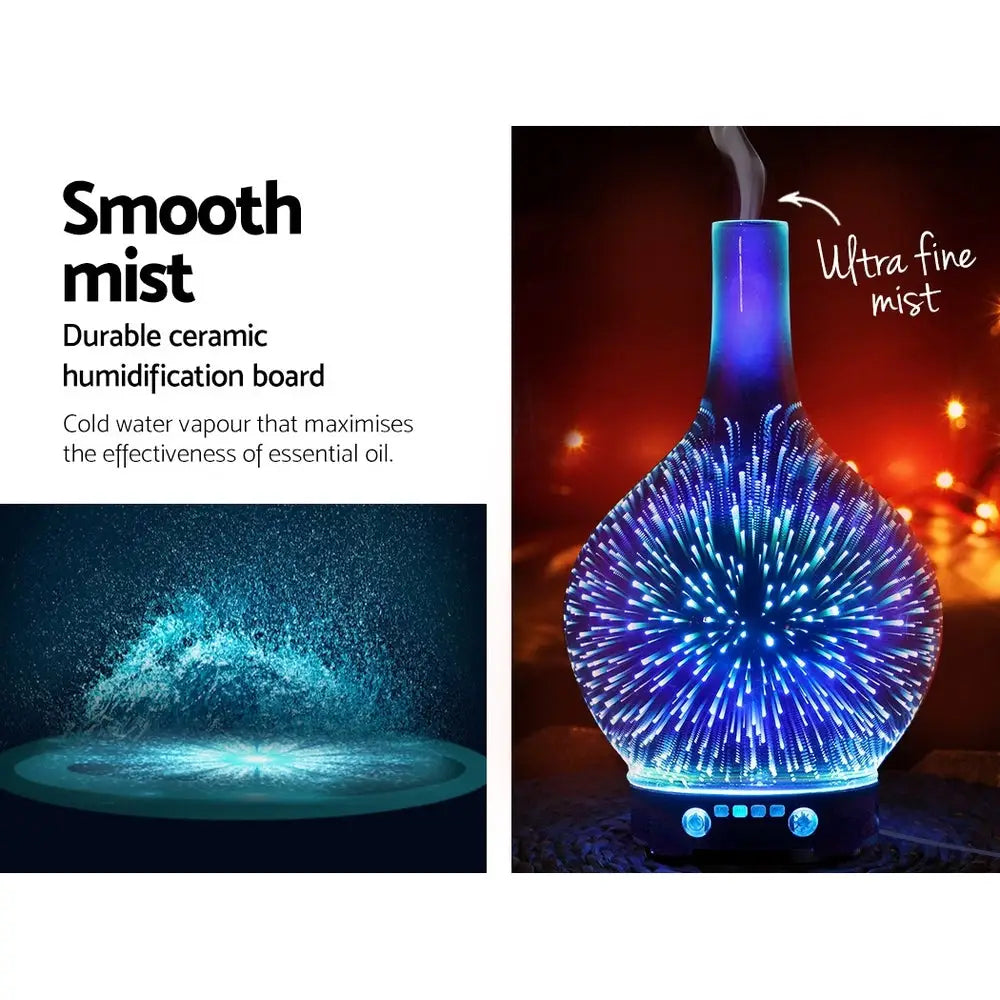 Devanti Aroma Diffuser Aromatherapy 3D Glass 100ml - Appliances > Aroma Diffusers & Humidifiers