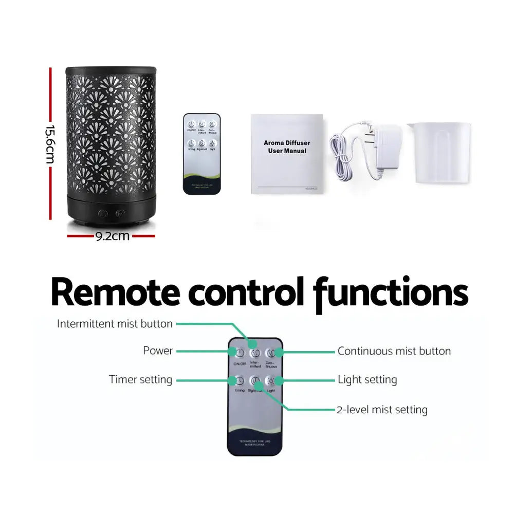 Devanti Aroma Diffuser Aromatherapy Black 100ml - Appliances > Aroma Diffusers & Humidifiers