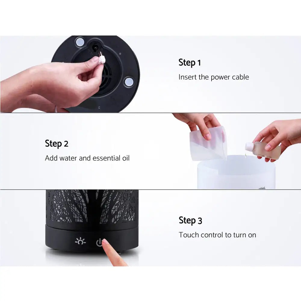 Devanti Aroma Diffuser Aromatherapy Black 160ml - Appliances > Aroma Diffusers & Humidifiers