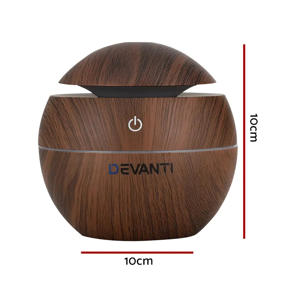 Devanti Aroma Diffuser Aromatherapy Dark Wood 130ml - Appliances > Aroma Diffusers & Humidifiers