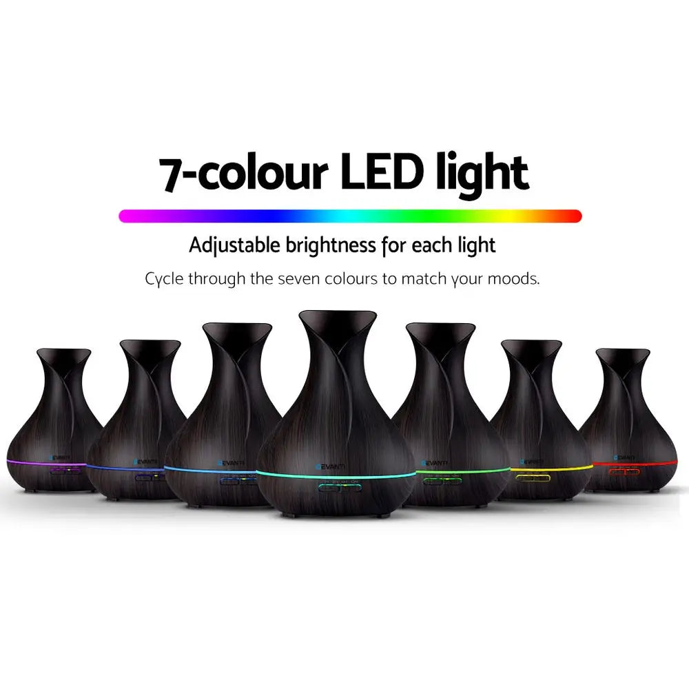 Devanti Aroma Diffuser Aromatherapy Dark Wood 400ml - Appliances > Aroma Diffusers & Humidifiers