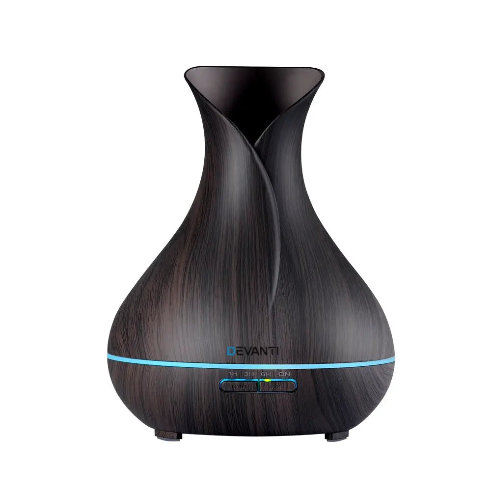 Devanti Aroma Diffuser Aromatherapy Dark Wood 400ml - Appliances > Aroma Diffusers & Humidifiers