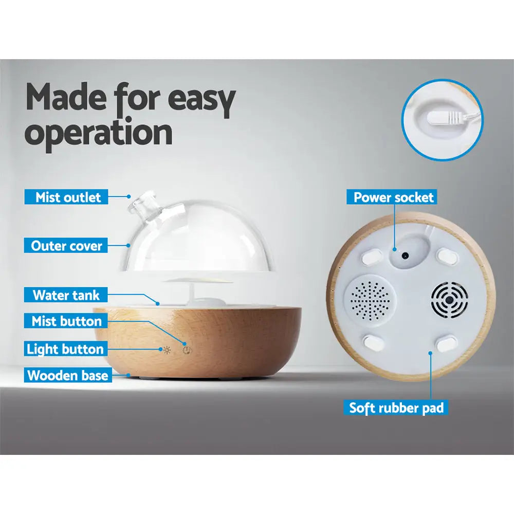 Devanti Aroma Diffuser Aromatherapy Glass 200ml - Appliances > Aroma Diffusers & Humidifiers