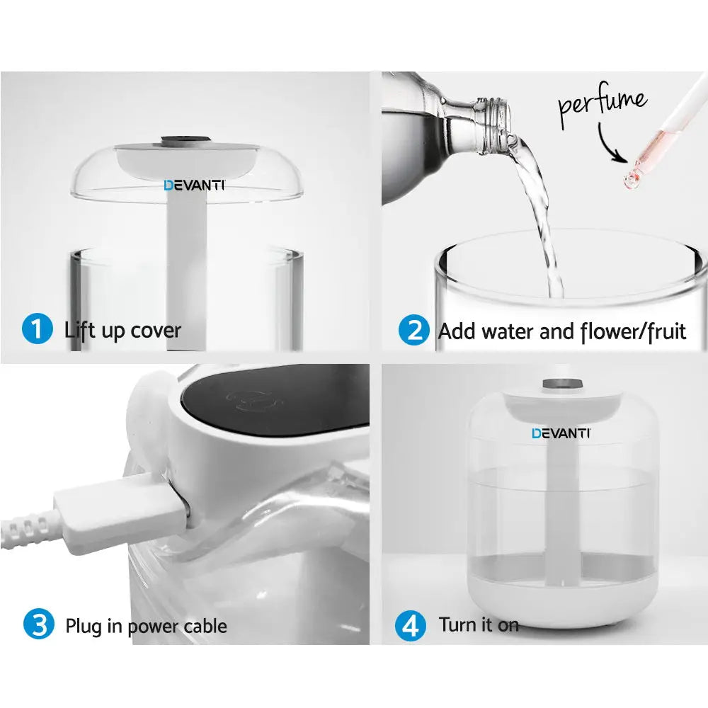Devanti Aroma Diffuser Aromatherapy Humidifier 1L - Appliances > Aroma Diffusers & Humidifiers