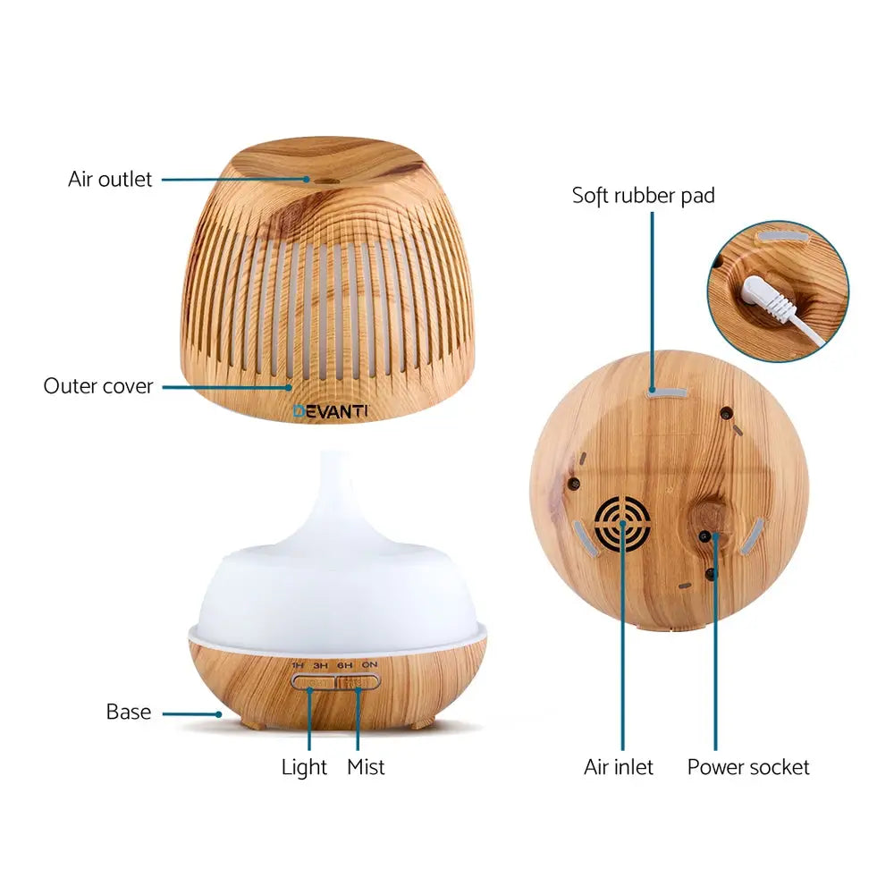 Devanti Aroma Diffuser Aromatherapy Humidifier 400ml - Appliances > Aroma Diffusers & Humidifiers